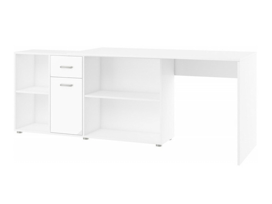 Bureau d'angle Gilroy 113 (Blanc + Blanc brillant)