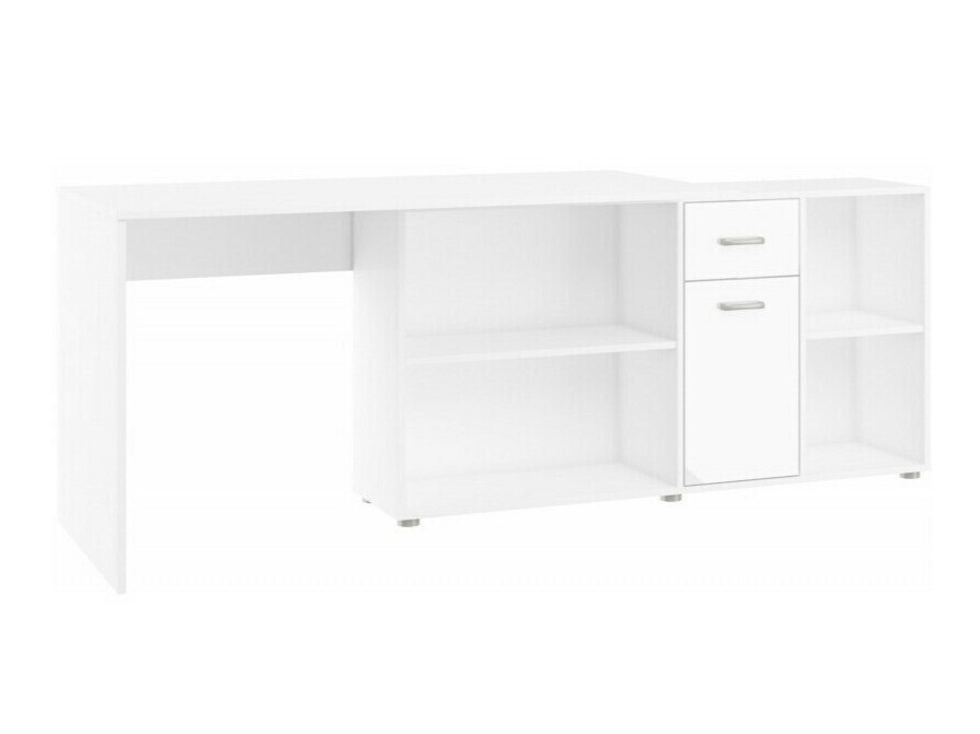Bureau d'angle Gilroy 113 (Blanc + Blanc brillant)