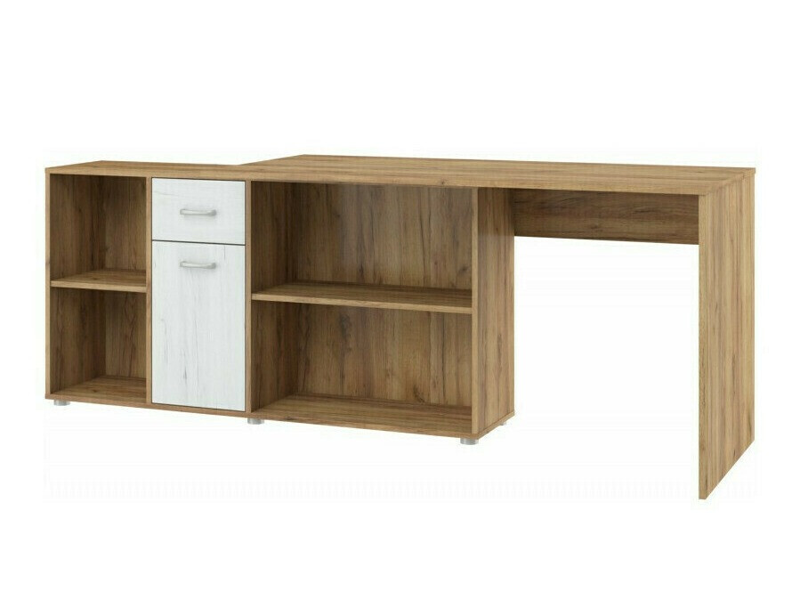 Bureau d'angle Gilroy 113 (Craft chêne + Artisanat blanc)