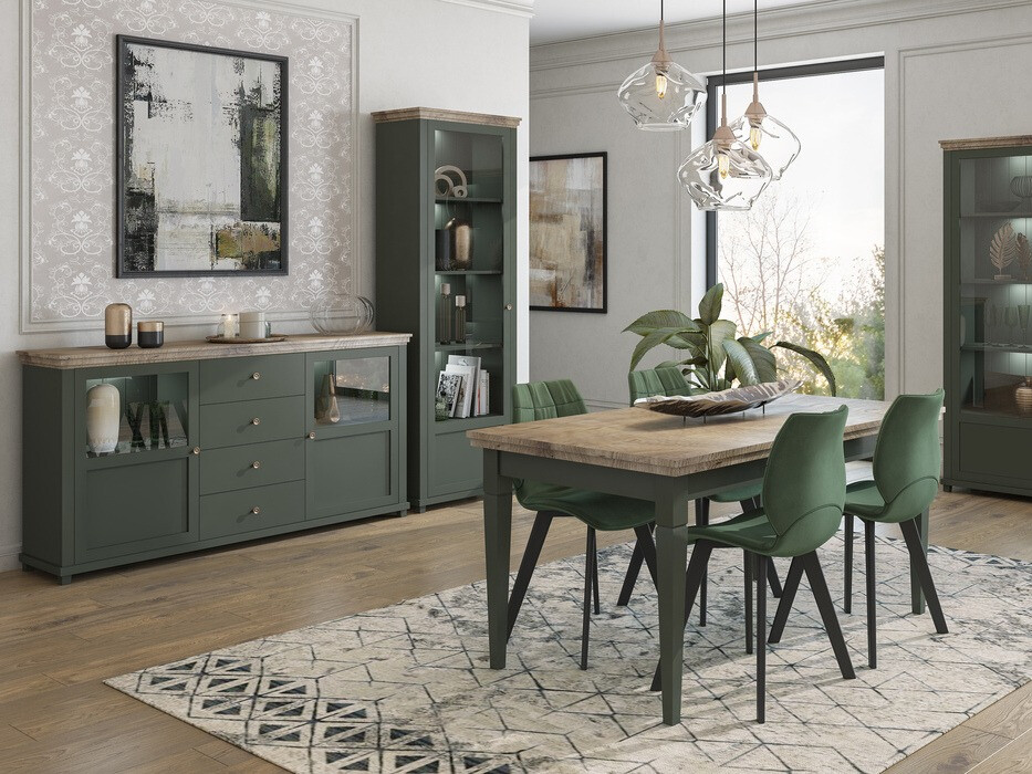 Commode Tolnue 103 (Vert foncé + Chêne de Lefkas)