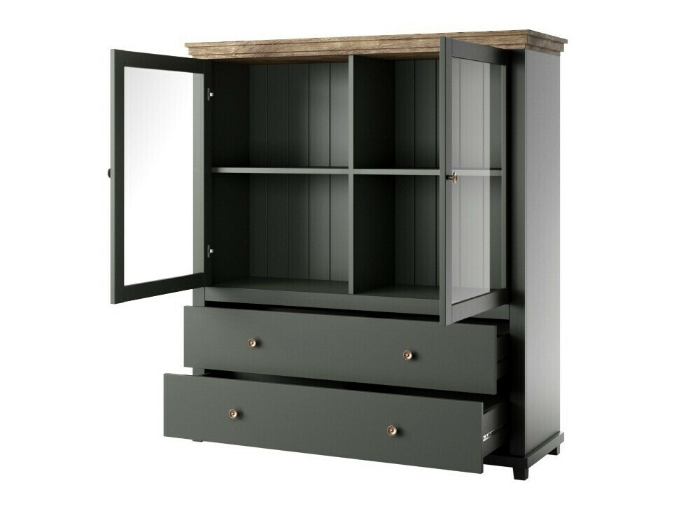 Commode Tolnue 105 (Vert foncé + Chêne de Lefkas)