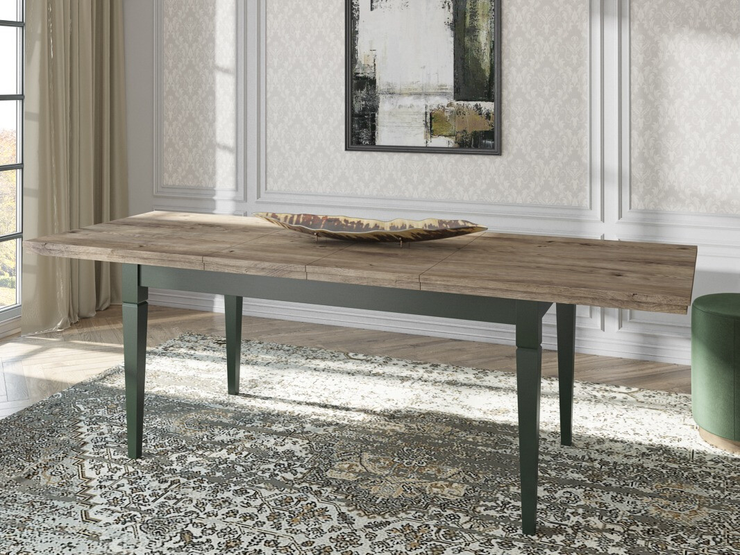 Table Tolnue 107 (Vert foncé + Chêne de Lefkas)