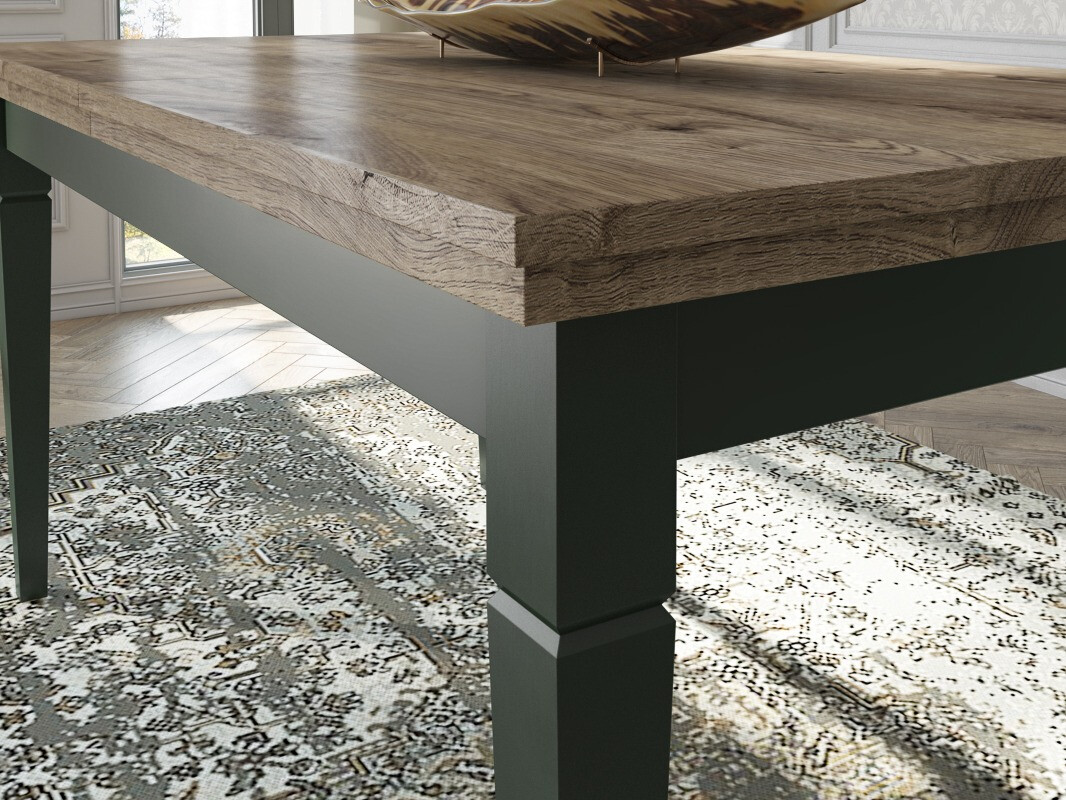 Table Tolnue 107 (Vert foncé + Chêne de Lefkas)