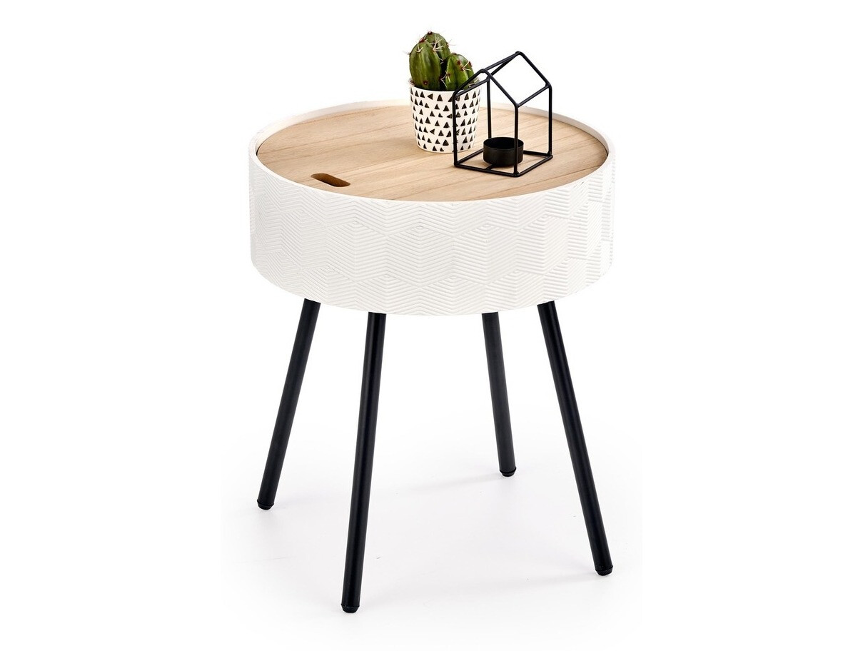 Table d'appoint Houston 606 (Blanc + Clair bois + Noir)