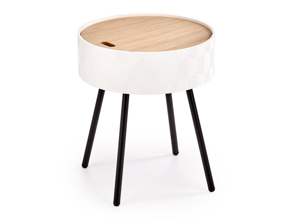 Table d'appoint Houston 606 (Blanc + Clair bois + Noir)