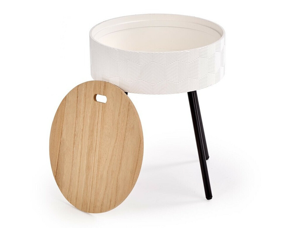 Table d'appoint Houston 606 (Blanc + Clair bois + Noir)
