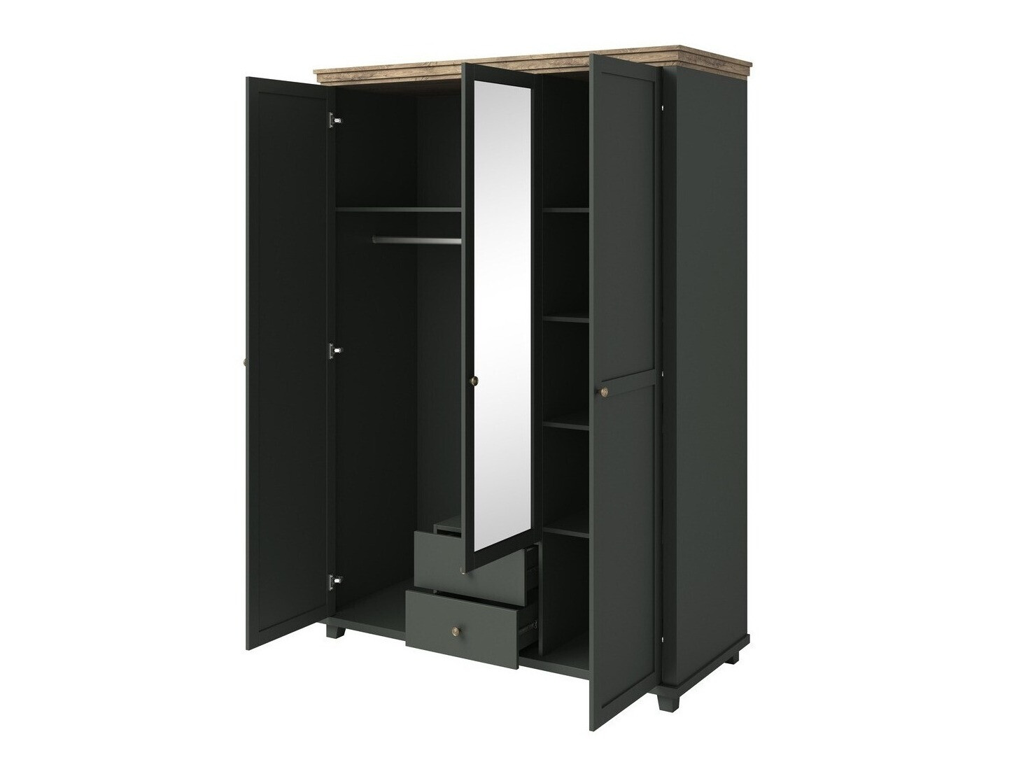 Armoire Tolnue 114 (Vert foncé + Chêne de Lefkas)