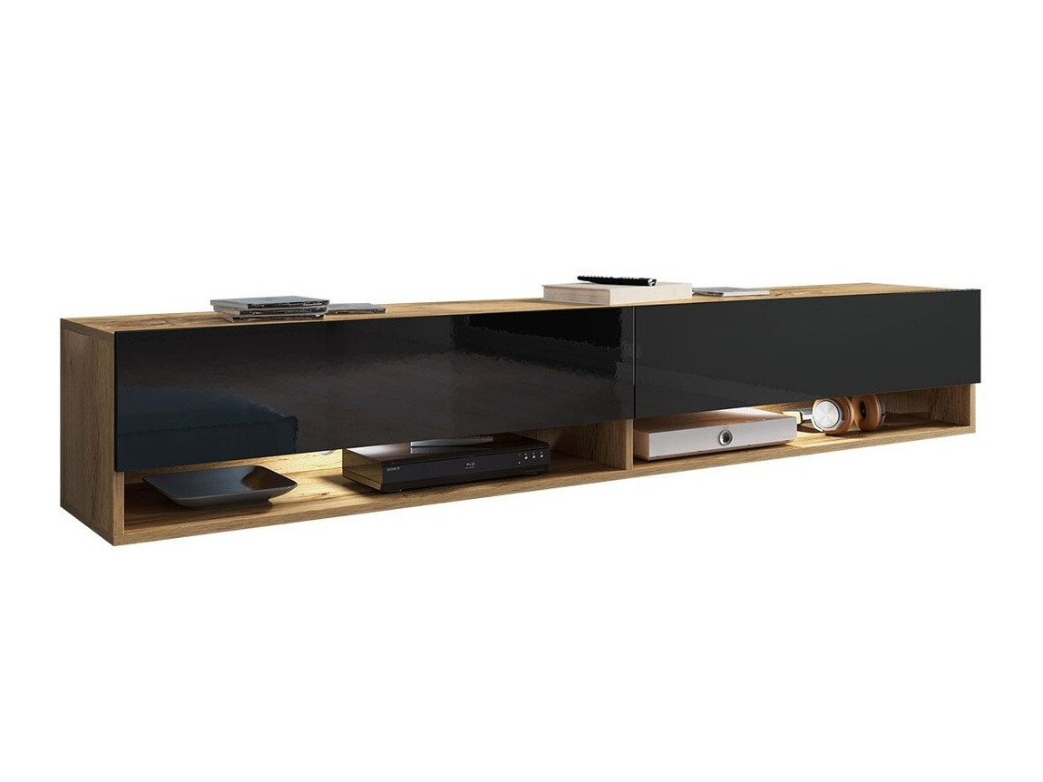 Meuble TV Sarasota 119 (Chêne wotan + Noir brillant)