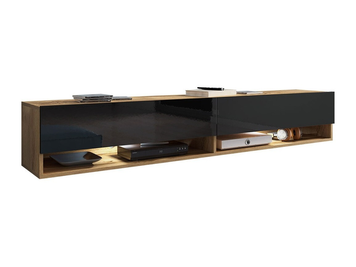 Meuble TV Sarasota 119 (Chêne wotan + Noir brillant)