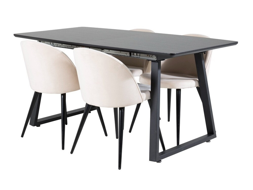 Salle à manger complète Dallas 1609 (Crème + Noir)
