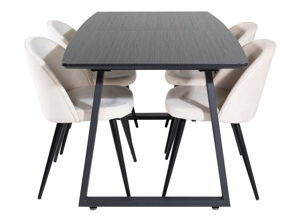 Salle à manger complète Dallas 1609 (Crème + Noir)