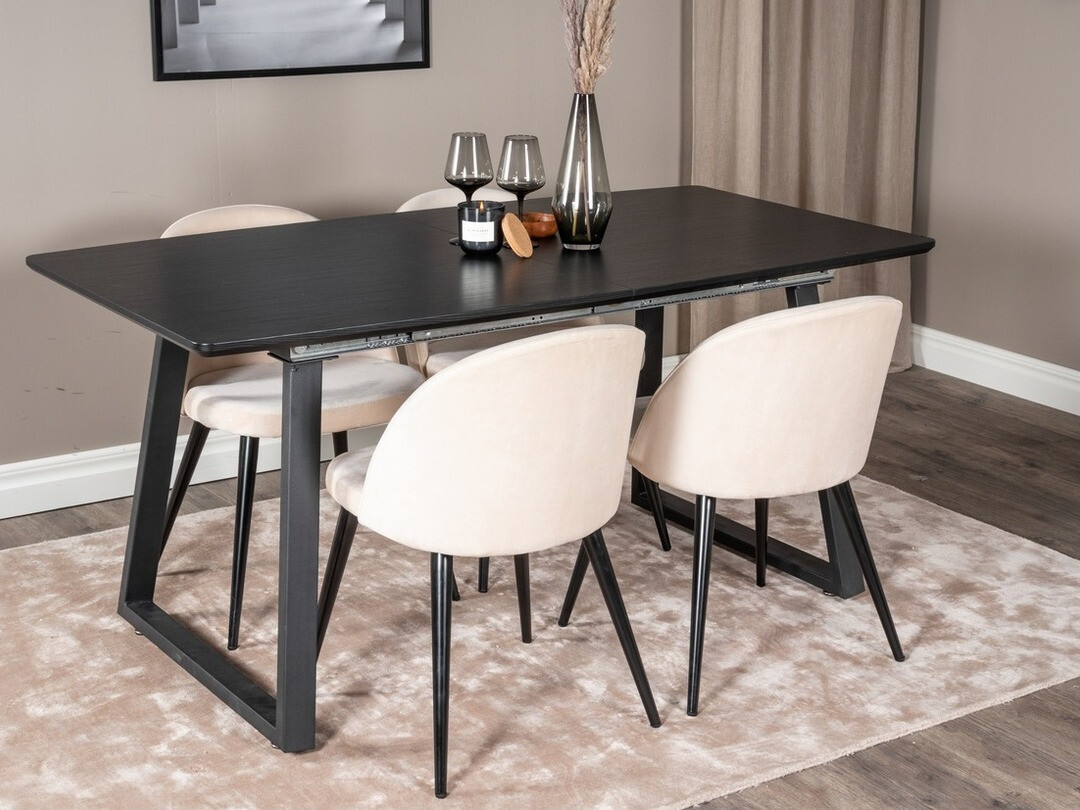 Salle à manger complète Dallas 1609 (Crème + Noir)