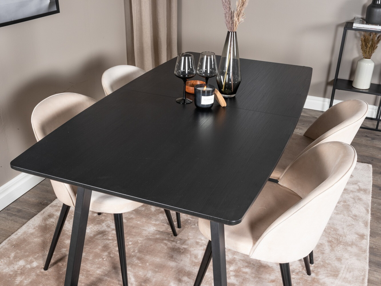 Salle à manger complète Dallas 1609 (Crème + Noir)