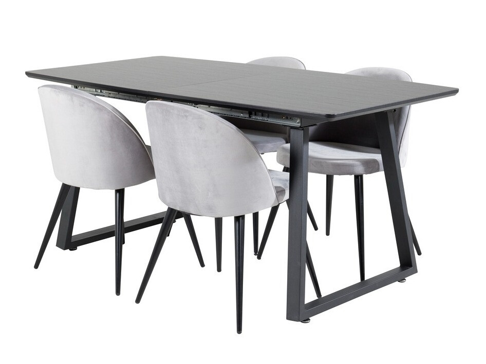 Salle à manger complète Dallas 1609 (Gris + Noir)