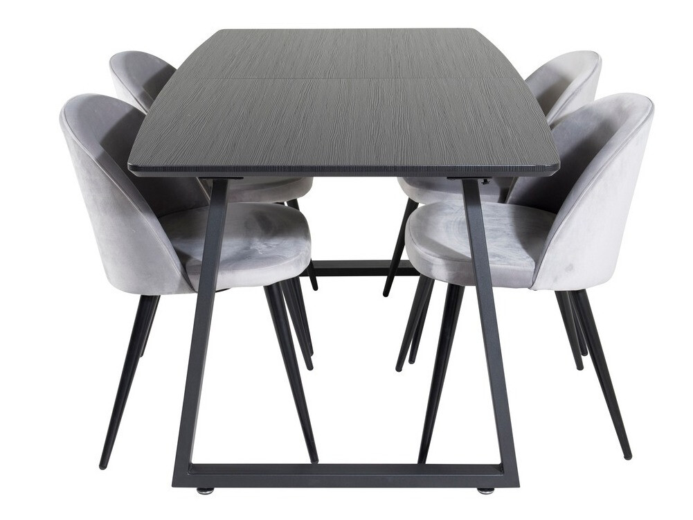 Salle à manger complète Dallas 1609 (Gris + Noir)