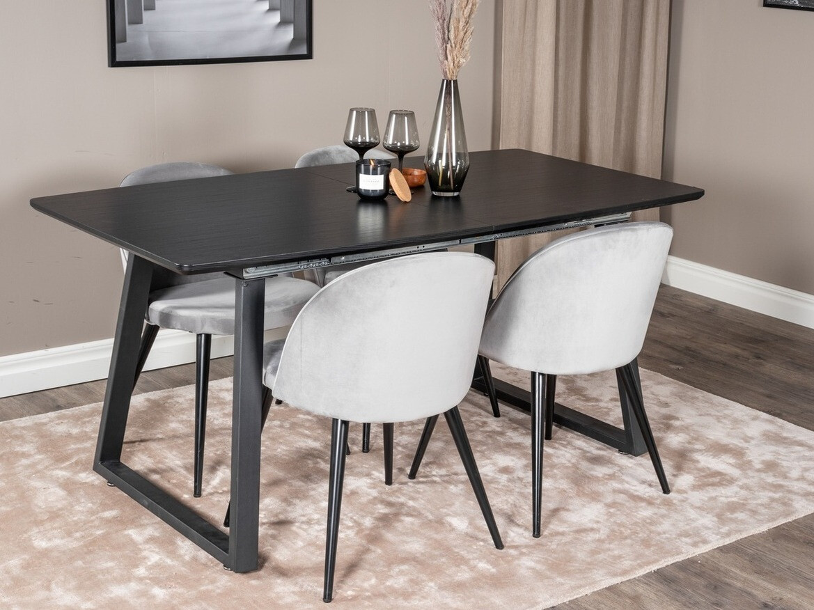 Salle à manger complète Dallas 1609 (Gris + Noir)