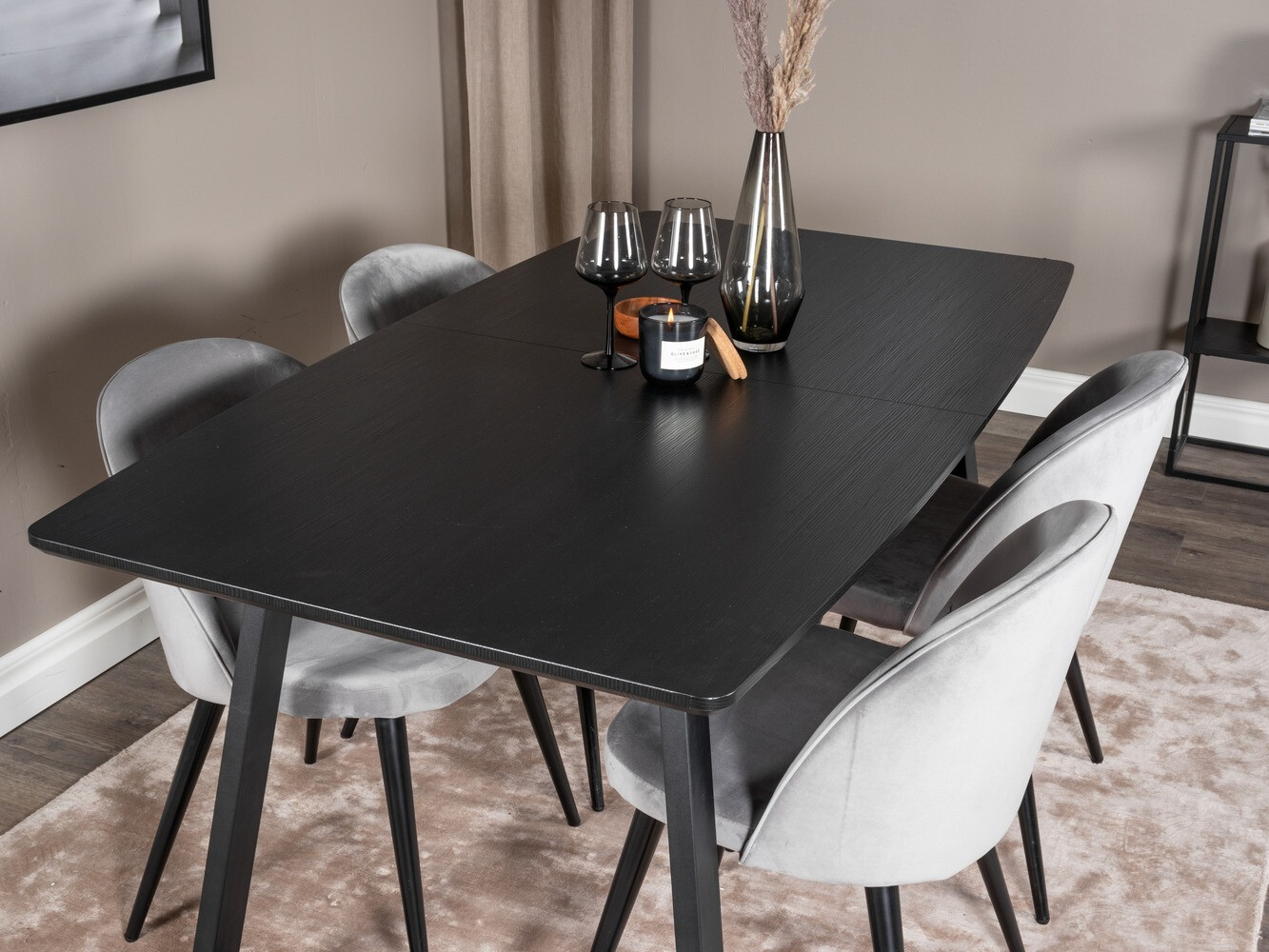 Salle à manger complète Dallas 1609 (Gris + Noir)
