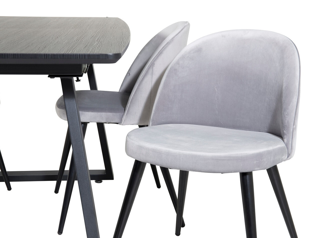 Salle à manger complète Dallas 1609 (Gris + Noir)