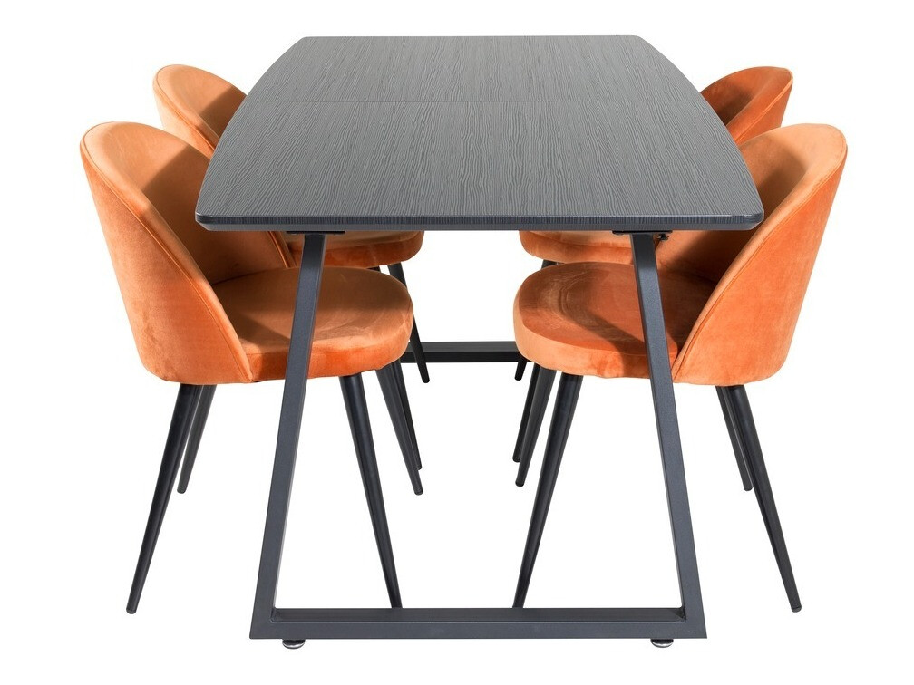 Salle à manger complète Dallas 1609 (Orange + Noir)