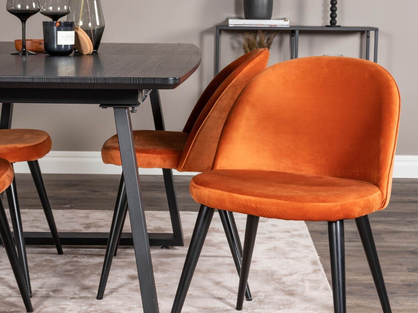 Salle à manger complète Dallas 1609 (Orange + Noir)
