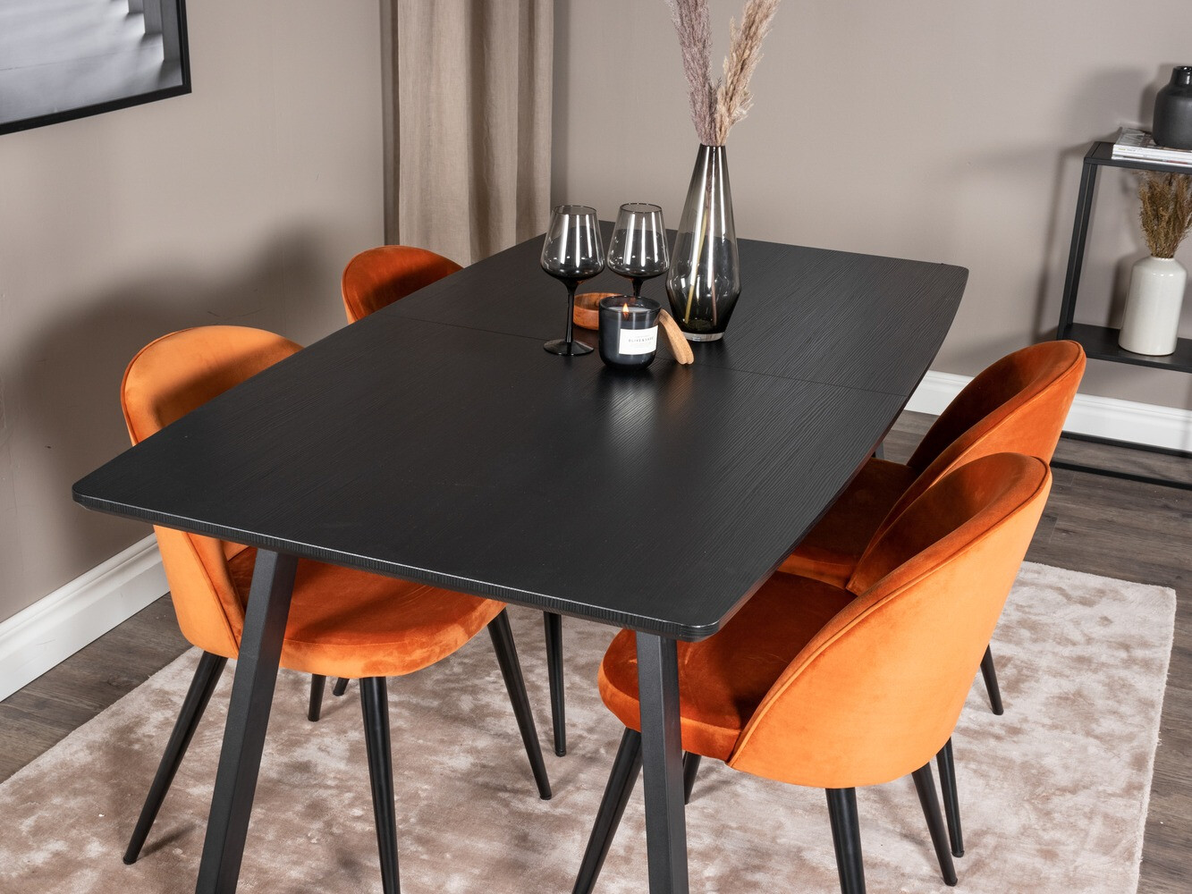 Salle à manger complète Dallas 1609 (Orange + Noir)