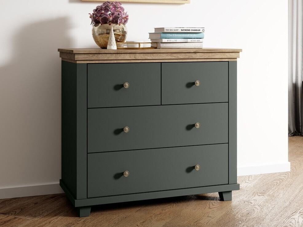 Commode Tolnue 118 (Vert foncé + Chêne de Lefkas)