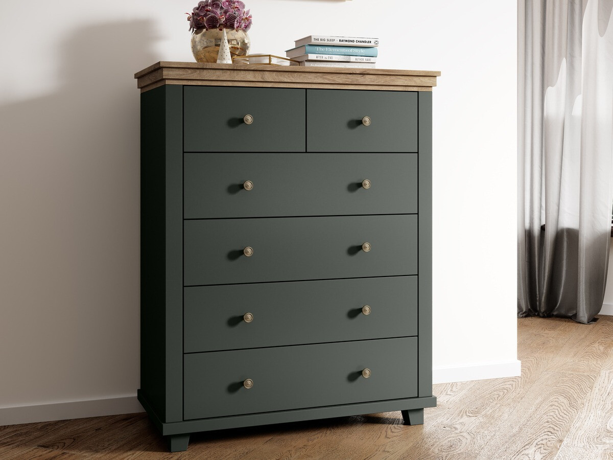 Commode Tolnue 121 (Vert foncé + Chêne de Lefkas)