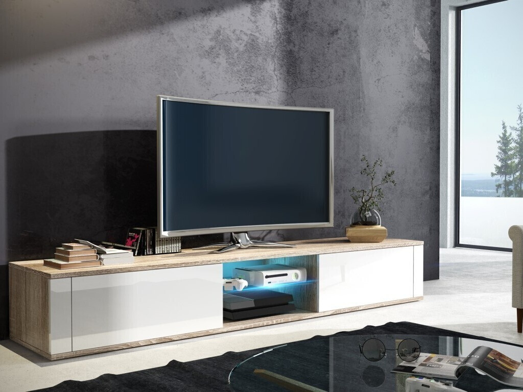 Meuble TV Gilroy 107 (Sonoma chêne + Blanc brillant)