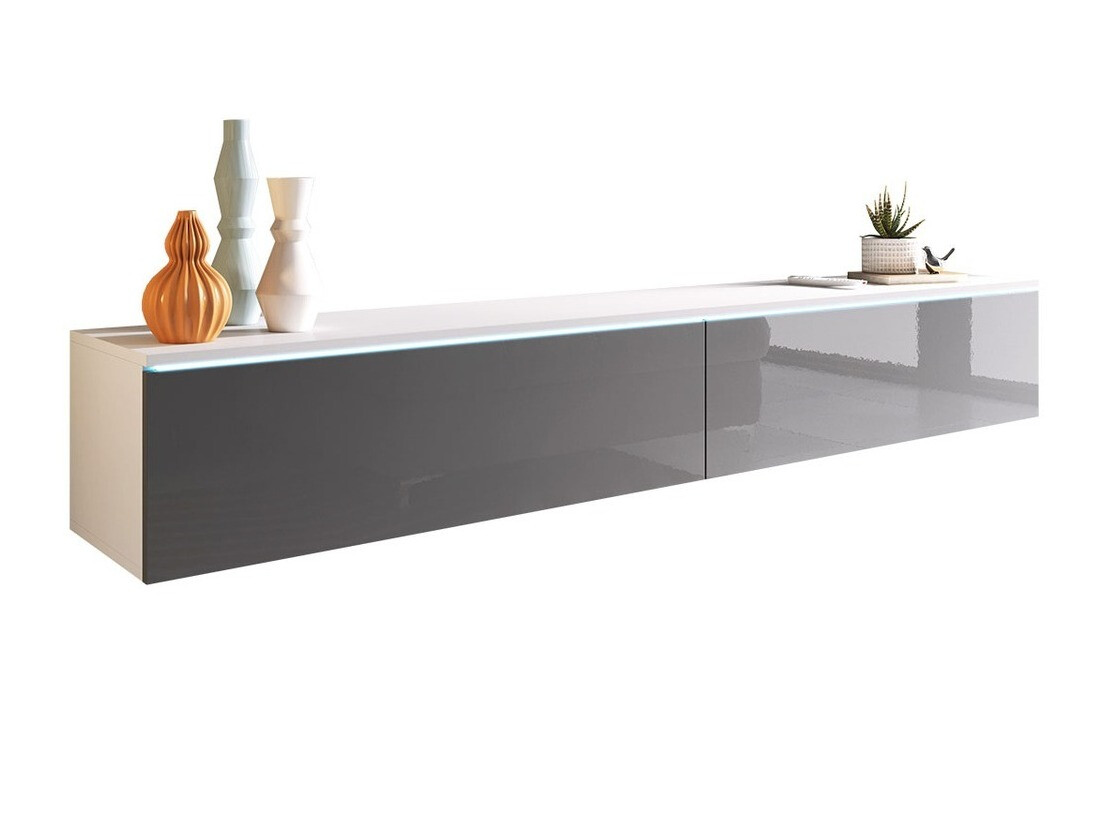 Meuble TV Scientia I (Blanc + Gris brillant)