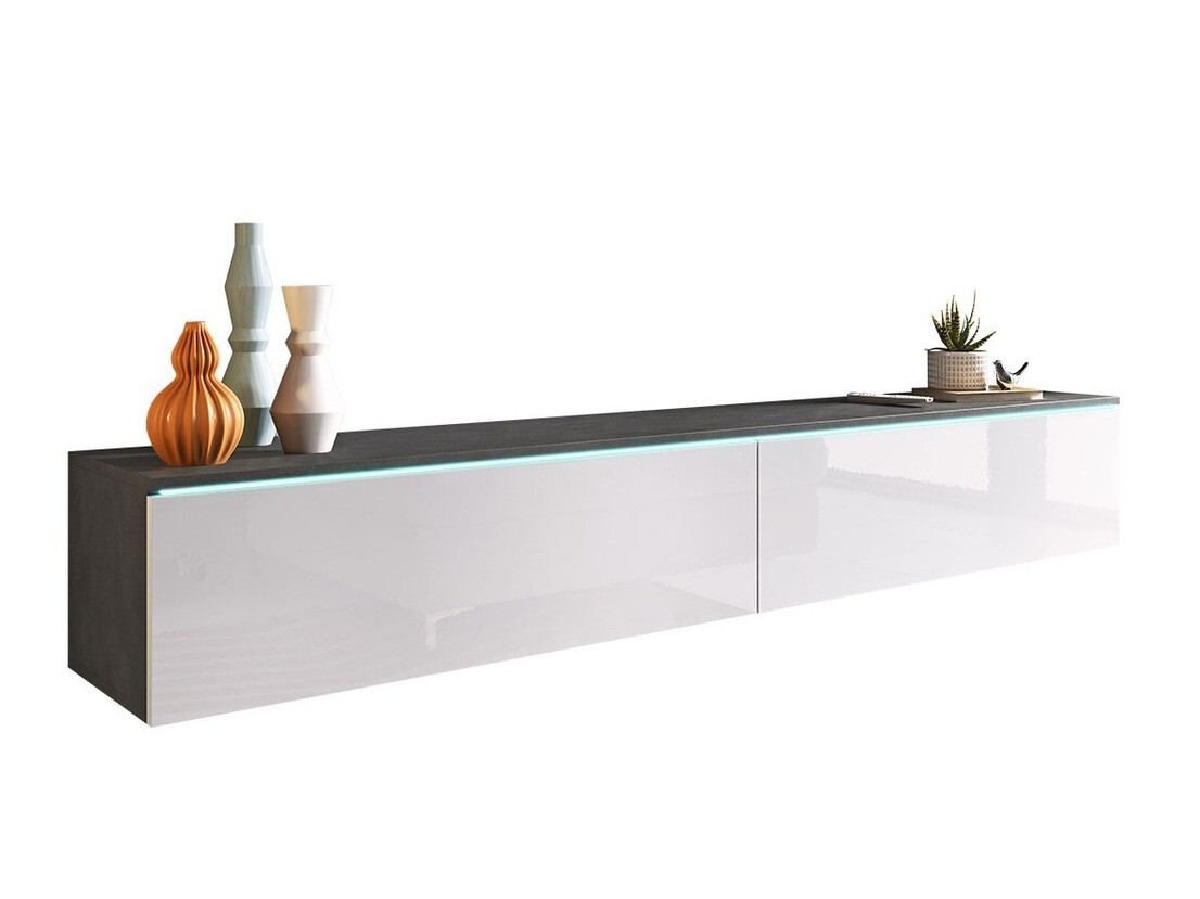 Meuble TV Scientia I (Matera gris + Blanc brillant)