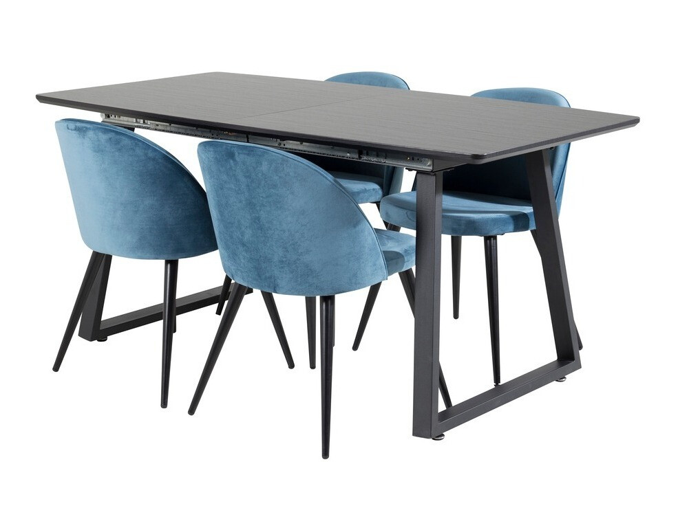 Salle à manger complète Dallas 1609 (Bleu + Noir)