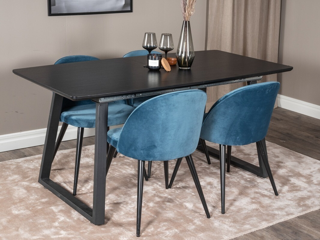 Salle à manger complète Dallas 1609 (Bleu + Noir)