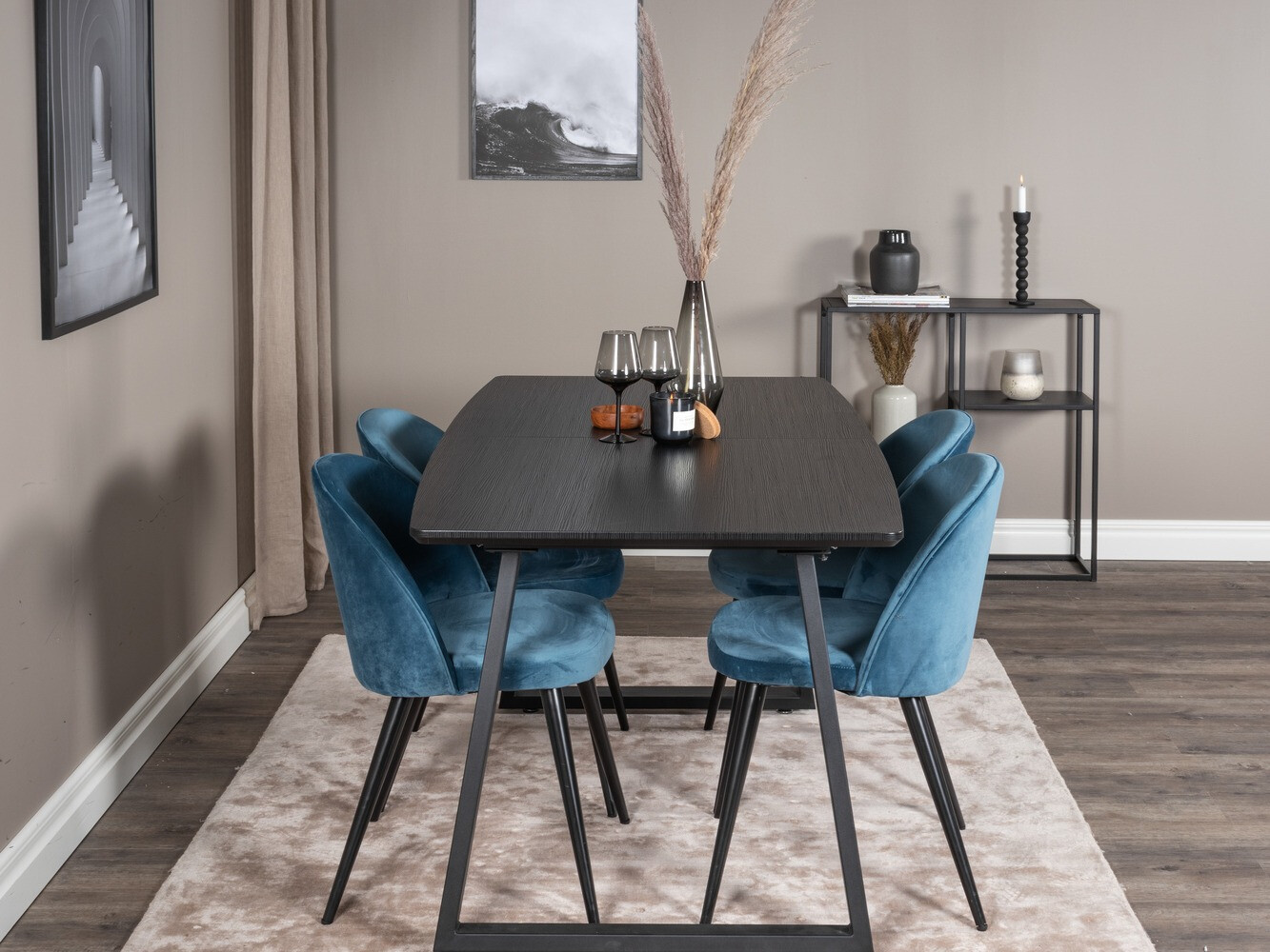 Salle à manger complète Dallas 1609 (Bleu + Noir)
