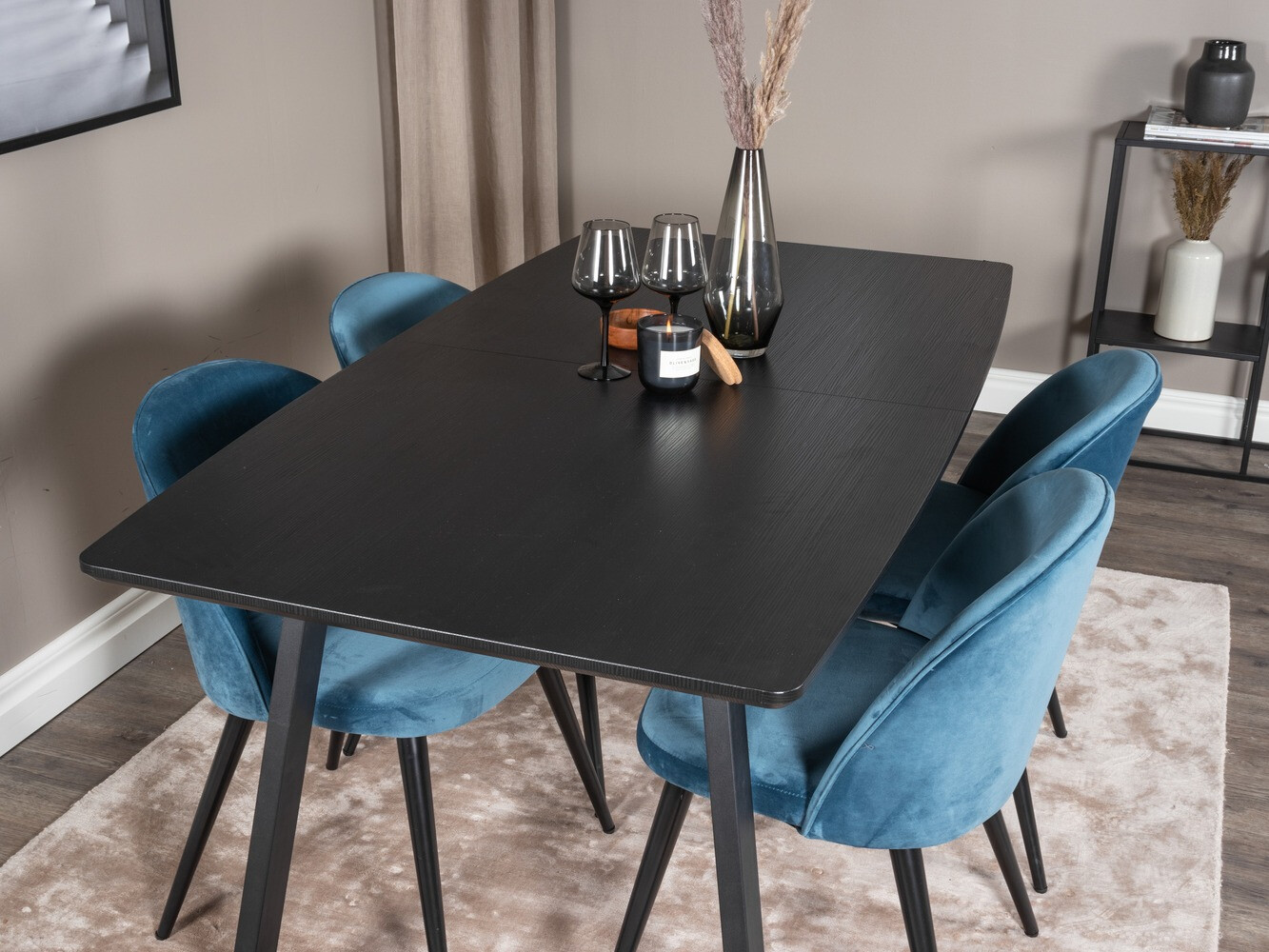 Salle à manger complète Dallas 1609 (Bleu + Noir)