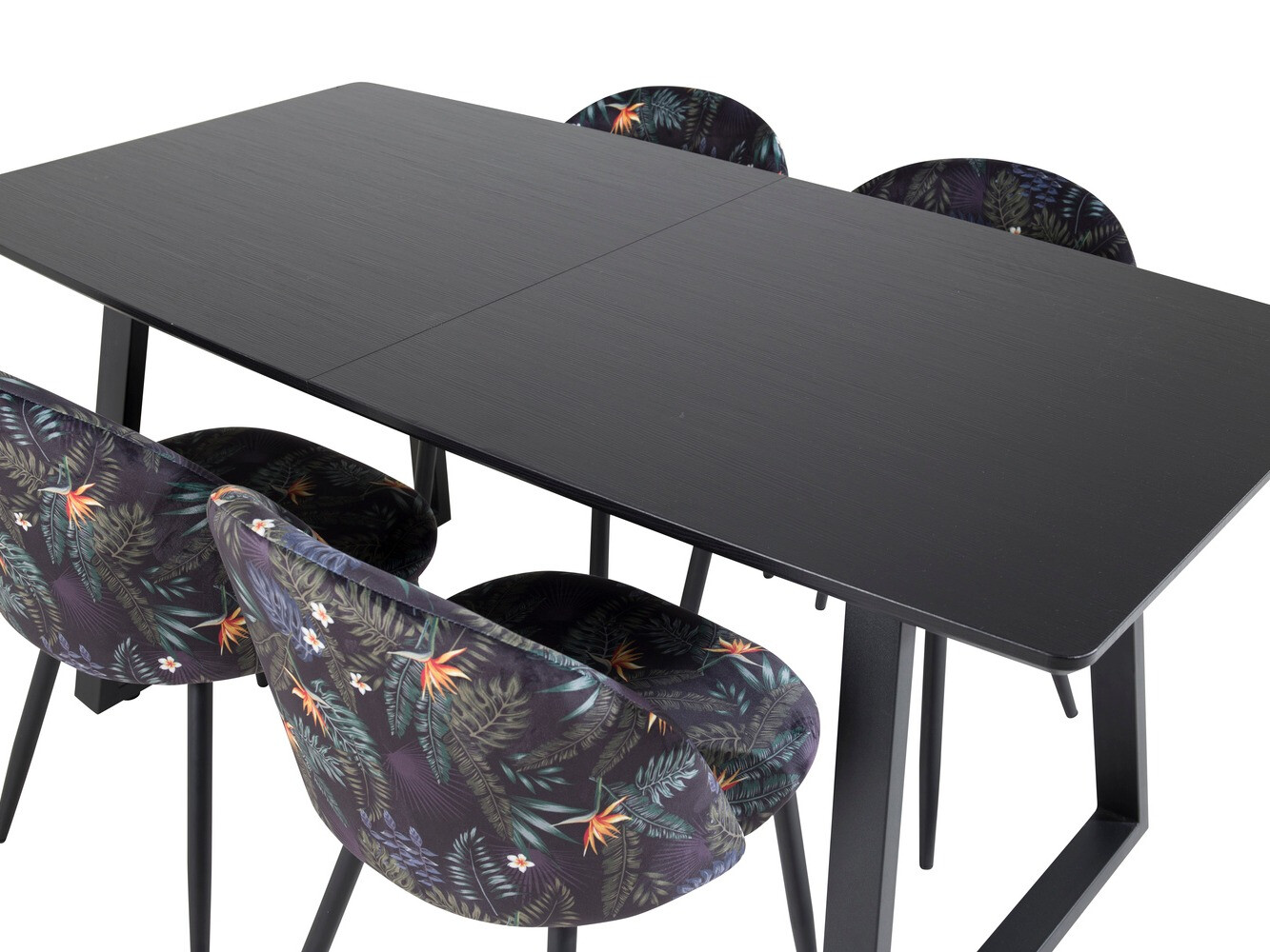 Salle à manger complète Dallas 1609 (Motif floral + Noir)