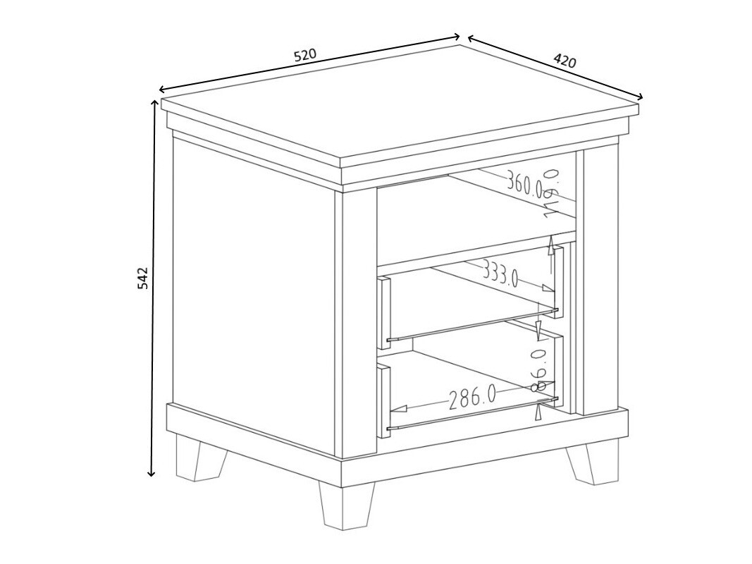 Table de chevet Tolnue 117 (Vert foncé + Chêne de Lefkas)