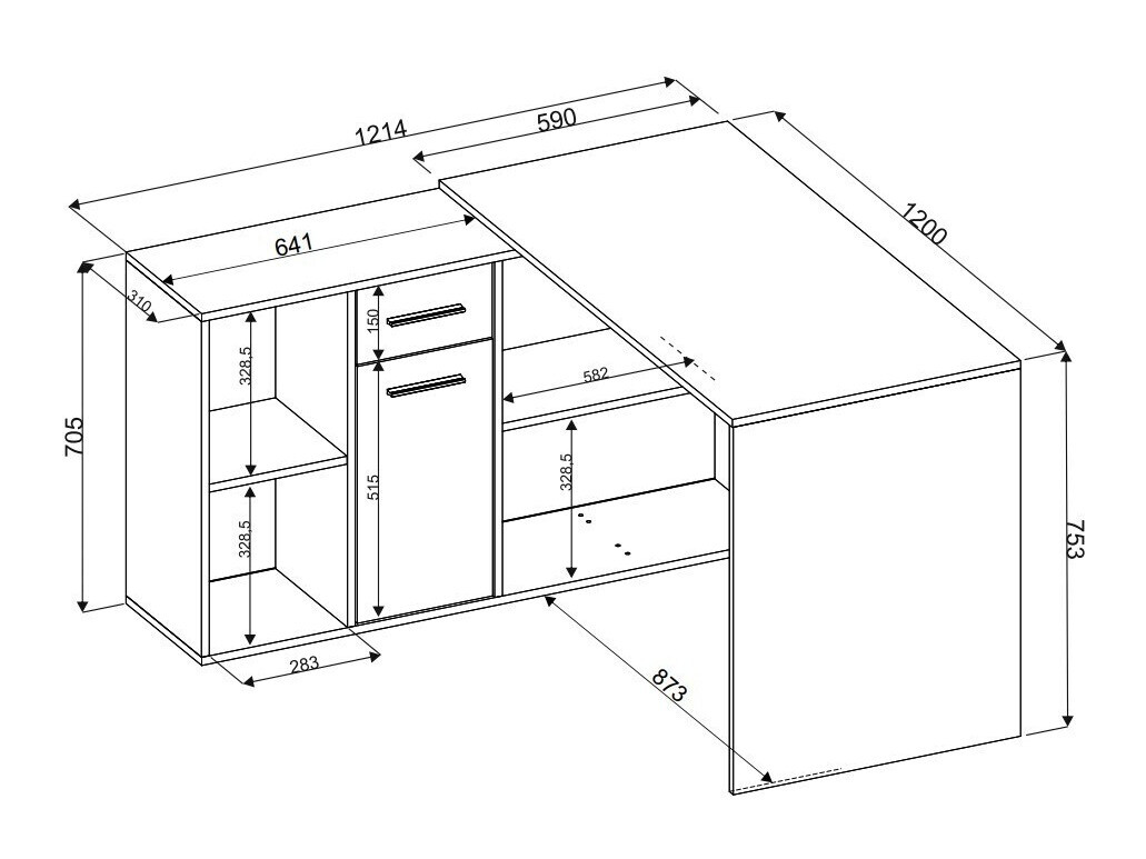 Bureau d'angle Bristol 122 (Béton + Blanc)