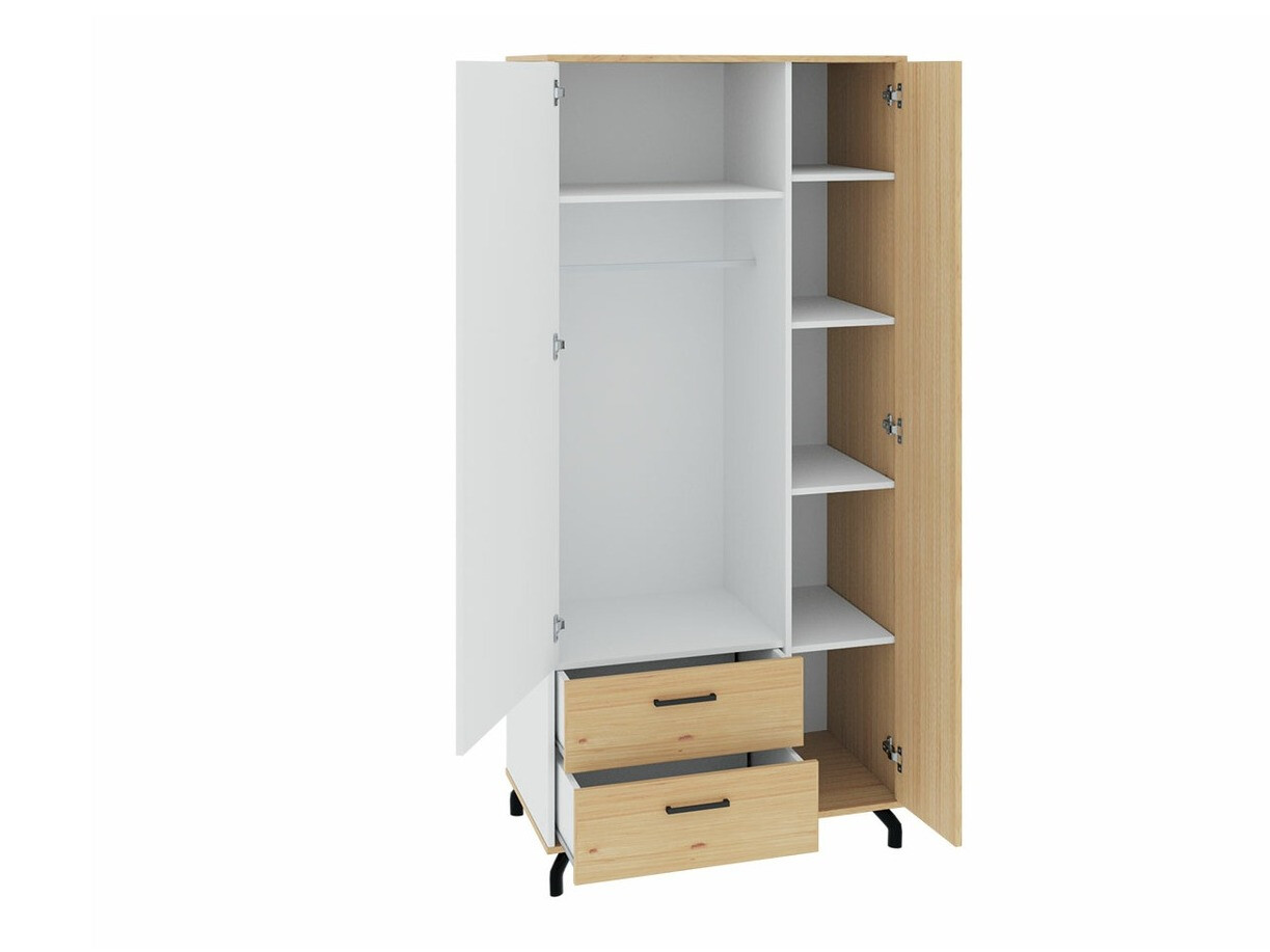 Armoire Omaha S100 (Noir + Chêne clair)