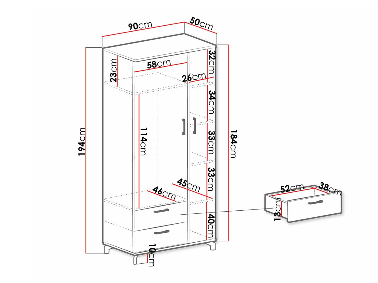 Armoire Omaha S100 (Noir + Chêne clair)
