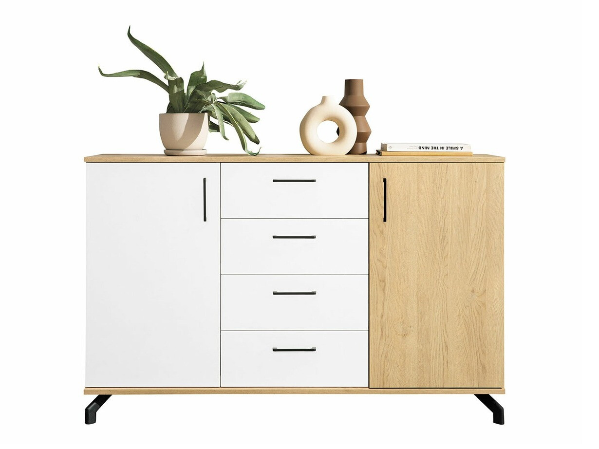 Commode Omaha S108 (Blanc + Chêne clair)