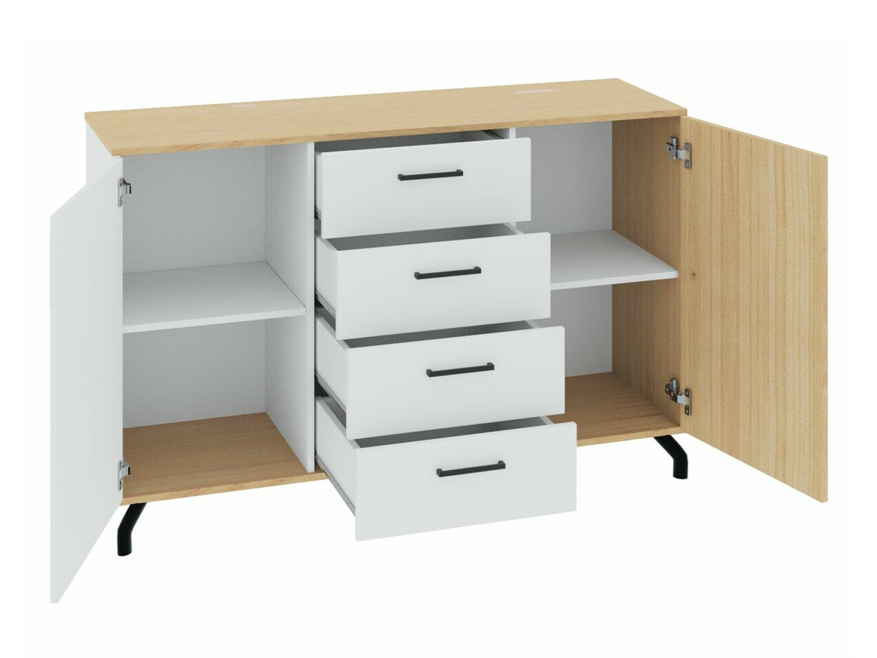 Commode Omaha S108 (Blanc + Chêne clair)