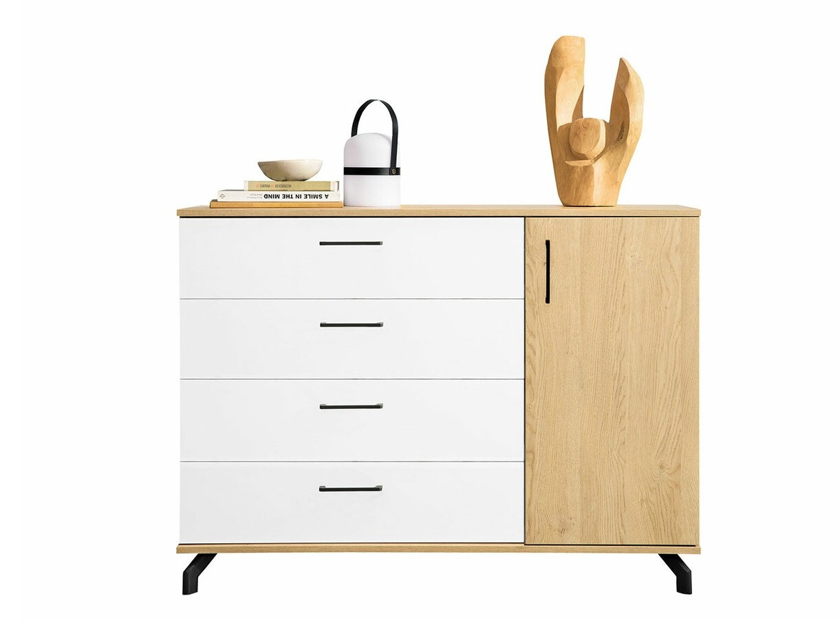 Commode Omaha S109 (Blanc + Chêne clair)
