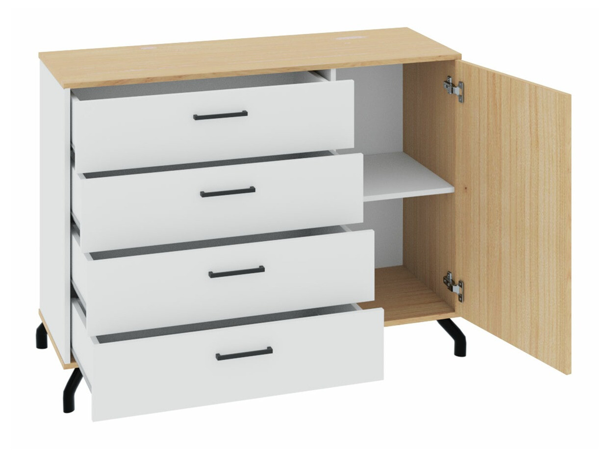 Commode Omaha S109 (Blanc + Chêne clair)