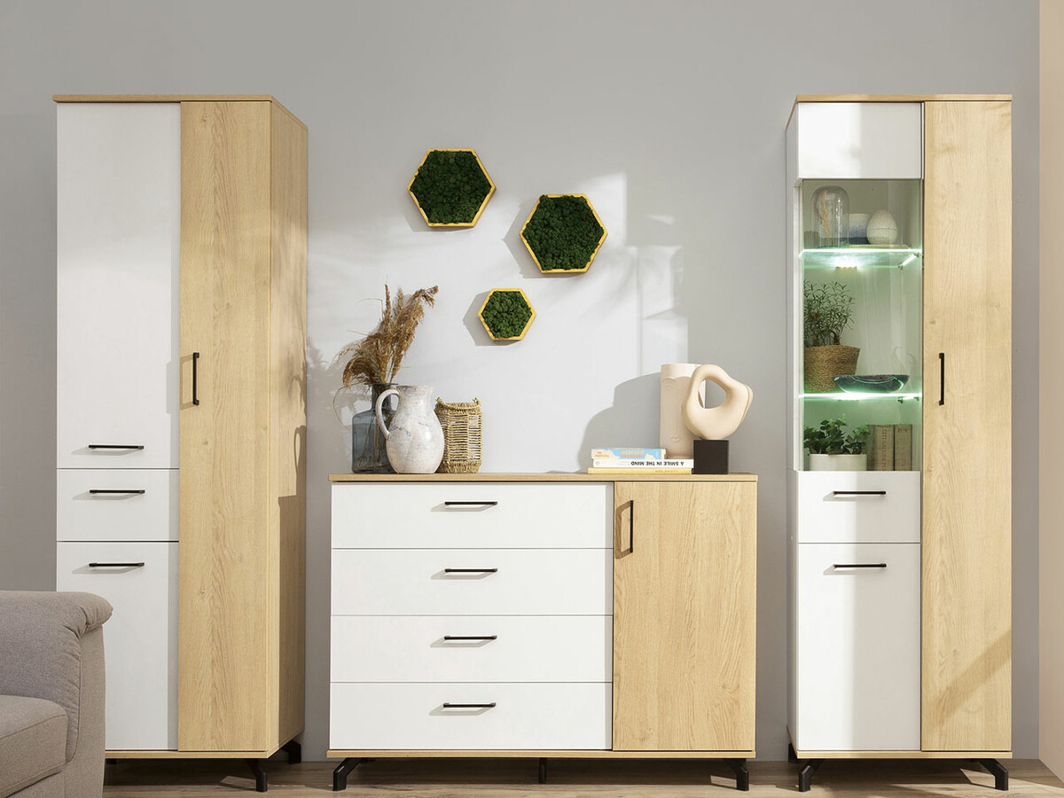 Commode Omaha S109 (Blanc + Chêne clair)