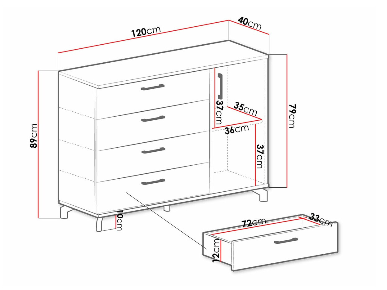 Commode Omaha S109 (Blanc + Chêne clair)
