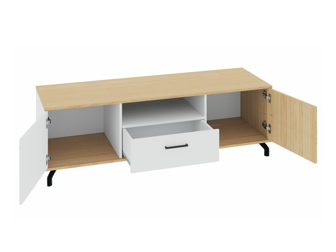 Meuble TV Omaha S106 (Blanc + Chêne clair)