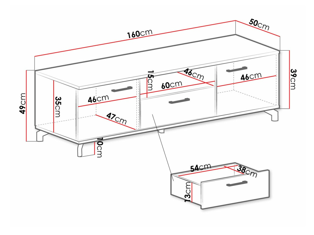 Meuble TV Omaha S106 (Blanc + Chêne clair)