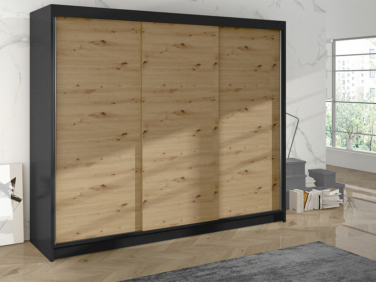 Armoire Closico Durion II (Noir + Chêne Artisan)