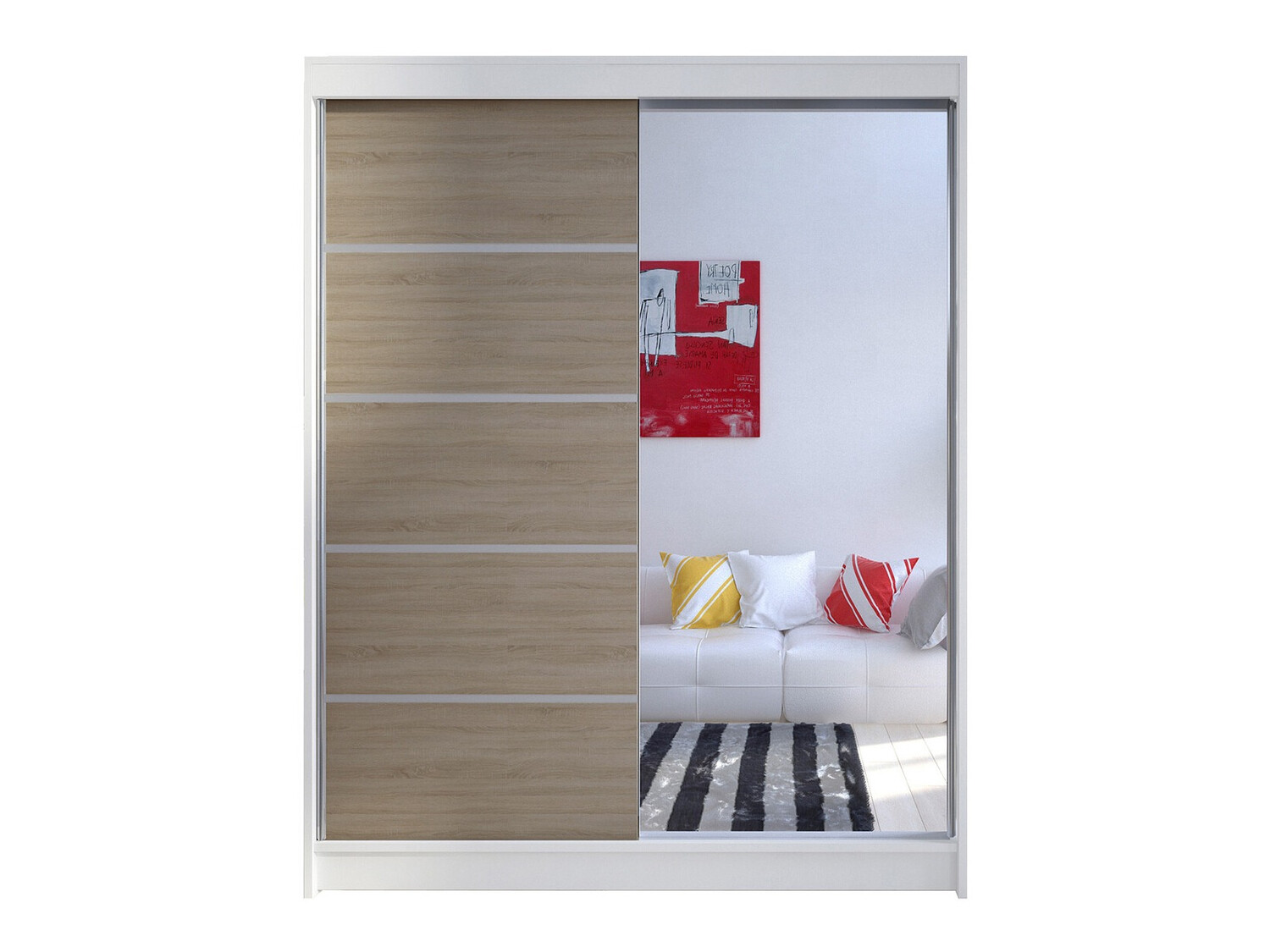 Armoire Closico Vastor III (Blanc + Sonoma chêne)