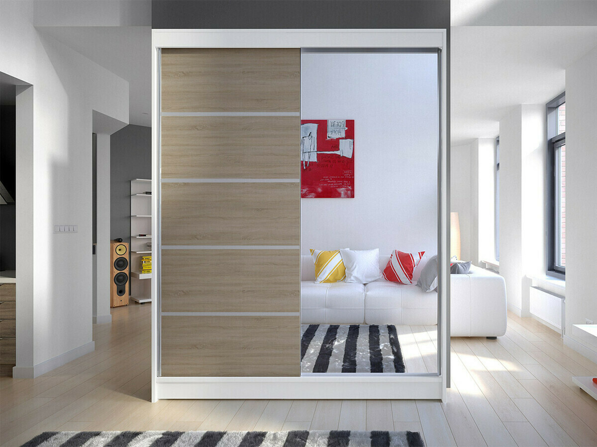 Armoire Closico Vastor III (Blanc + Sonoma chêne)